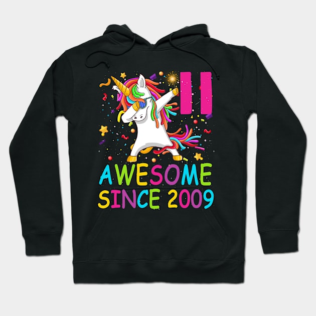 Kids 11 Years Old 11th Birthday Unicorn Dabbing Girl Party Hoodie by Phuc Son R&T